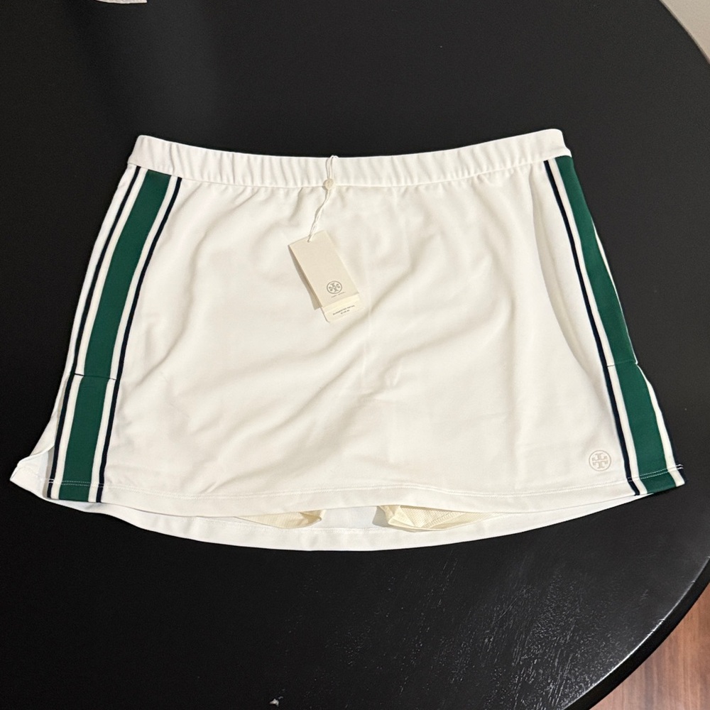 Tory Burch White Skirt with Green Stripes